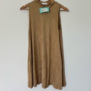 NWT Sleeveless Tan Suede Dress